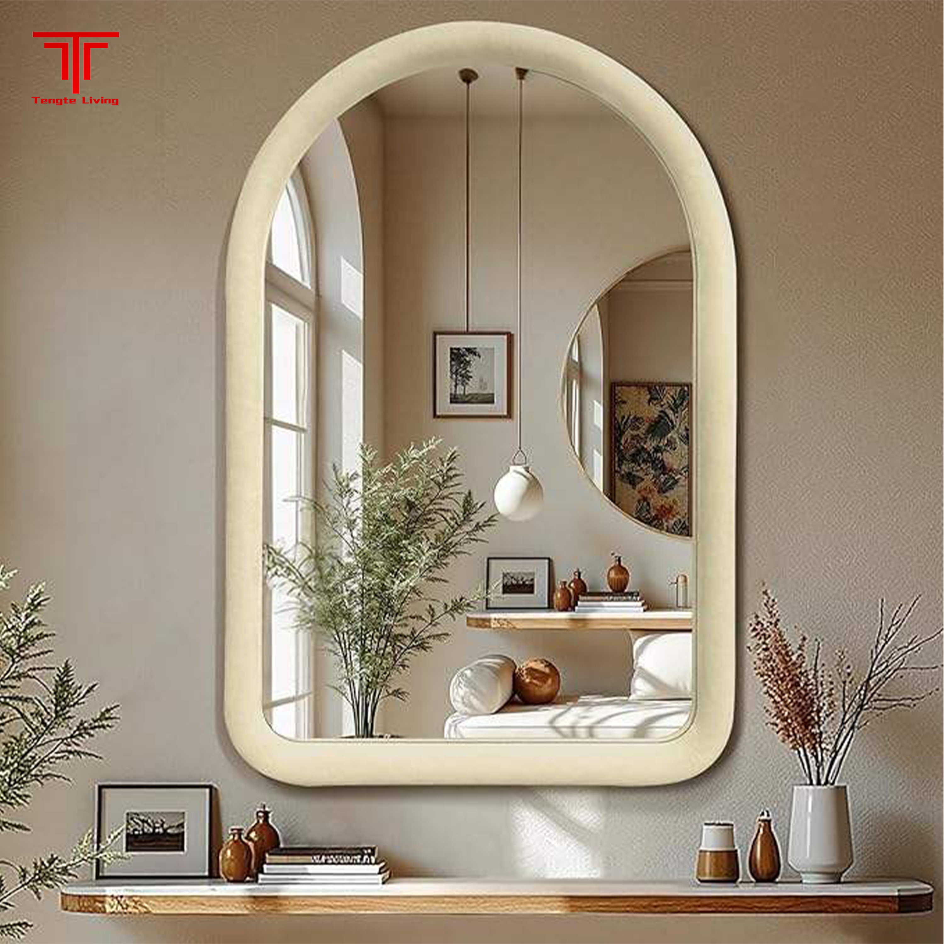 White Arched Framed Bathroom Mirrors