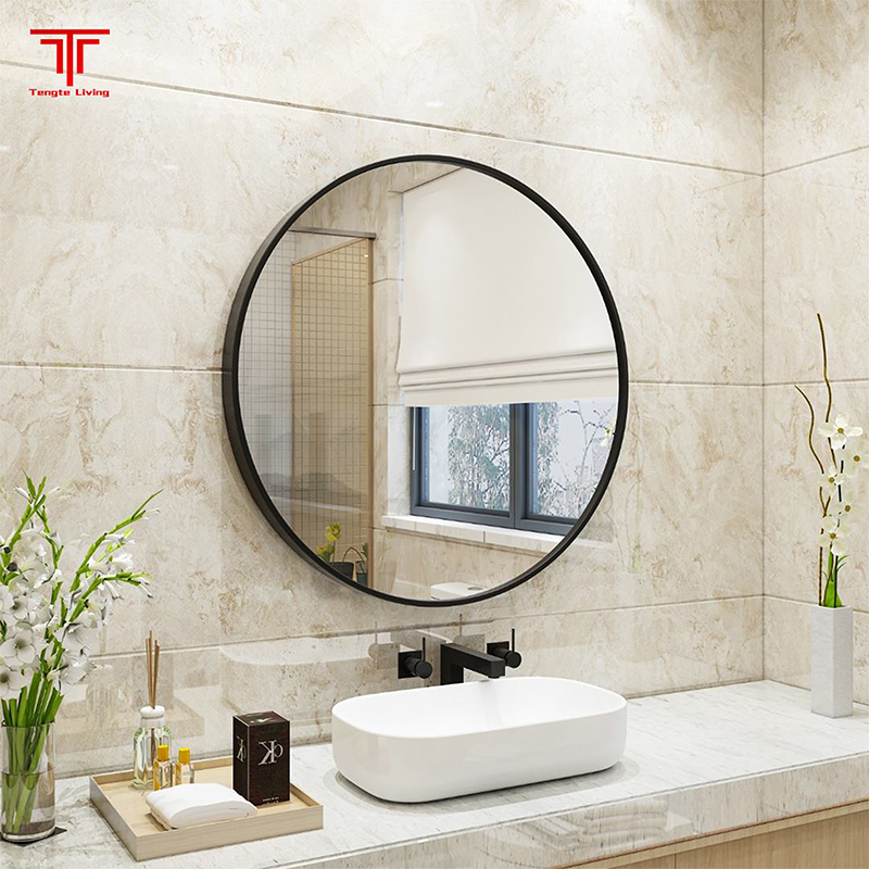 round bathroom mirrors black