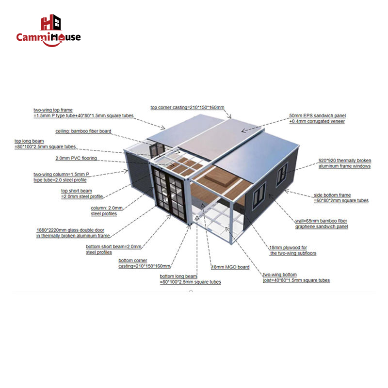 2 Bedrooms Prefab Expandable Container Home