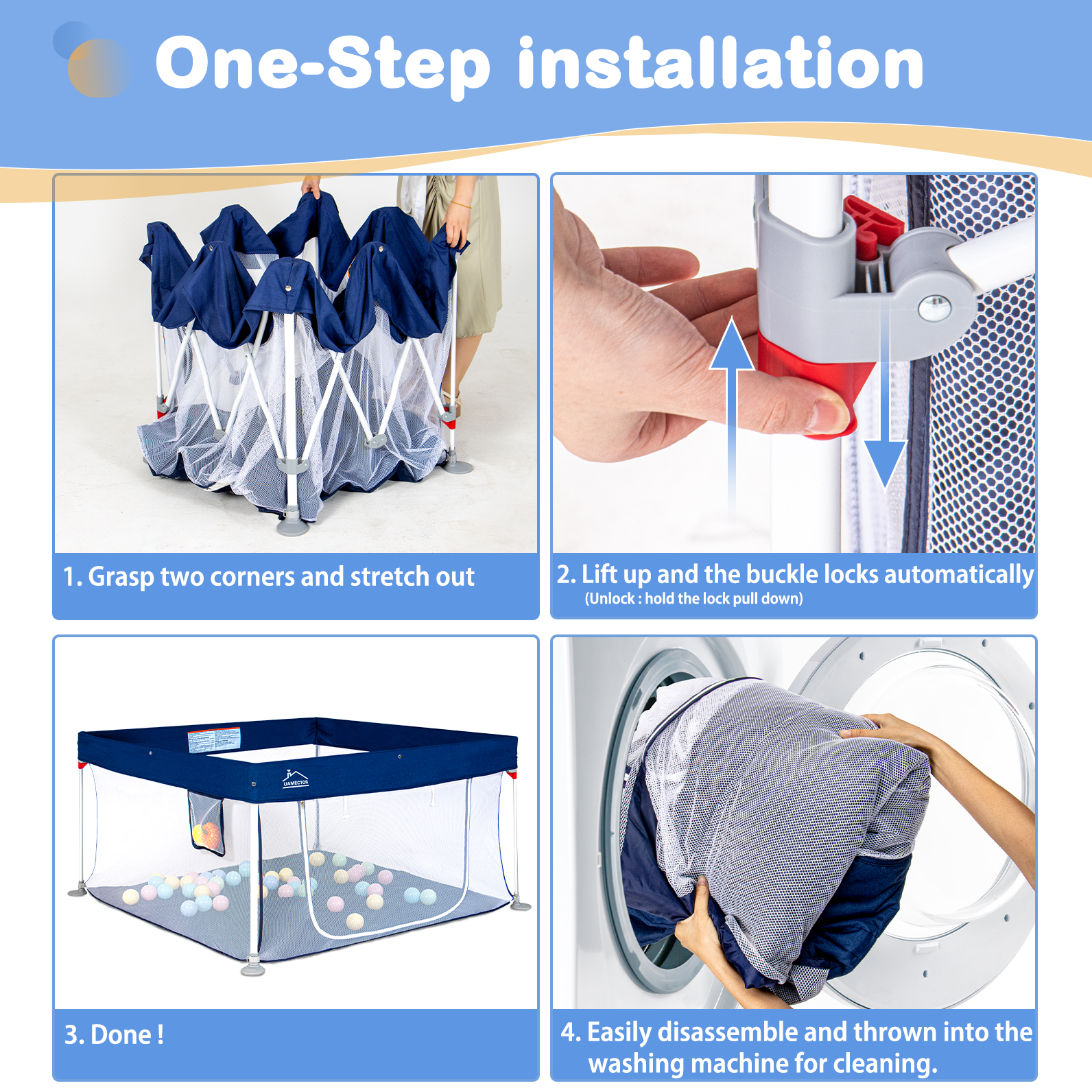 Foldable Baby Playpen Playard for Babies and Toddlers Portable Safety Baby Fence Lightweight No Installation