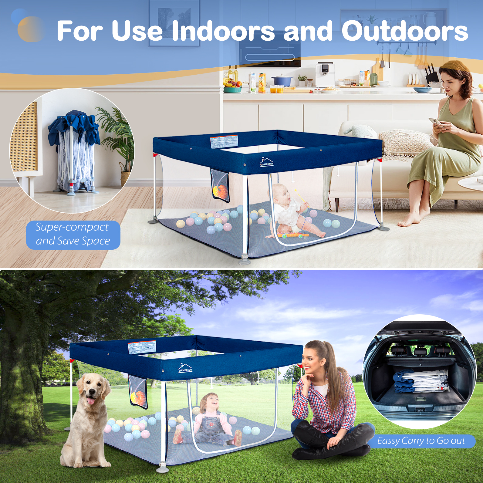 Foldable Baby Playpen Playard for Babies and Toddlers Portable Safety Baby Fence Lightweight No Installation