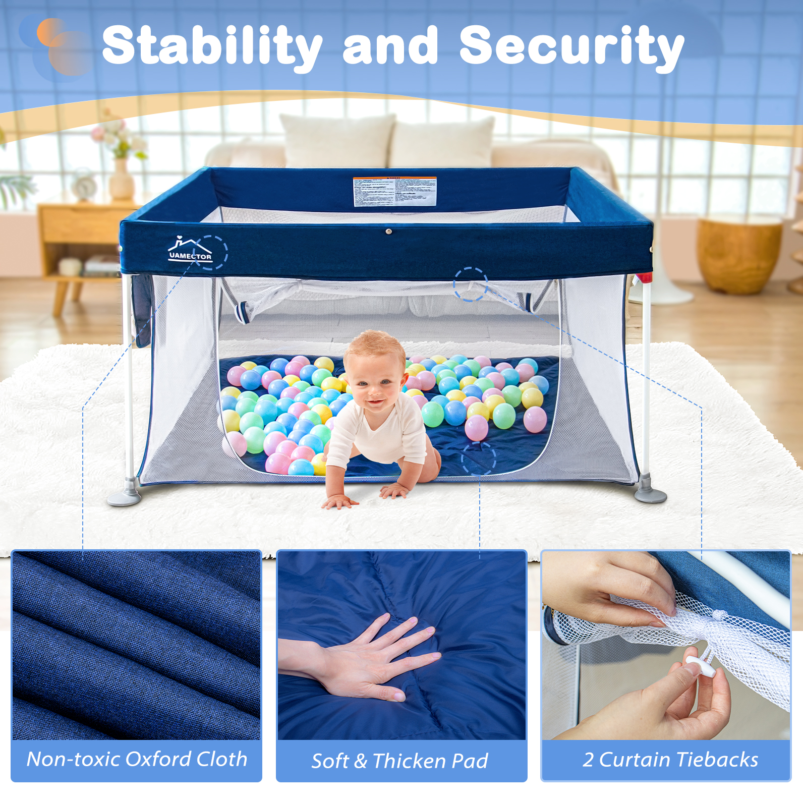 Foldable Baby Playpen Playard for Babies and Toddlers Portable Safety Baby Fence Lightweight No Installation