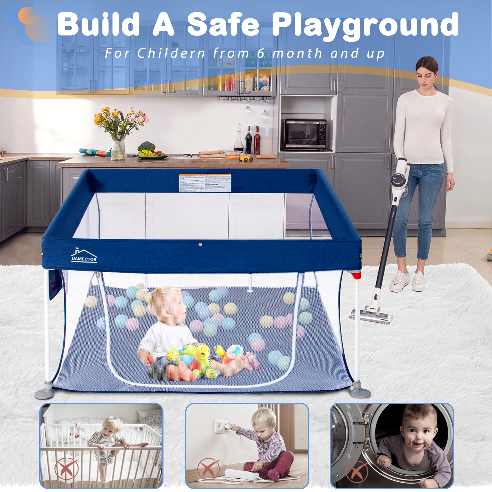 Foldable Baby Playpen Playard for Babies and Toddlers Portable Safety Baby Fence Lightweight No Installation