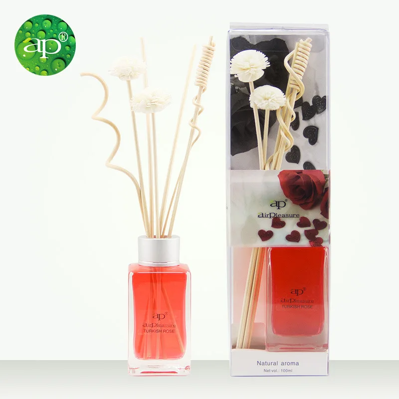 Private Label 100ml Aromatherapy Volatile Perfume Flat Black air Freshener Bottle Reed Wooden Diffuser