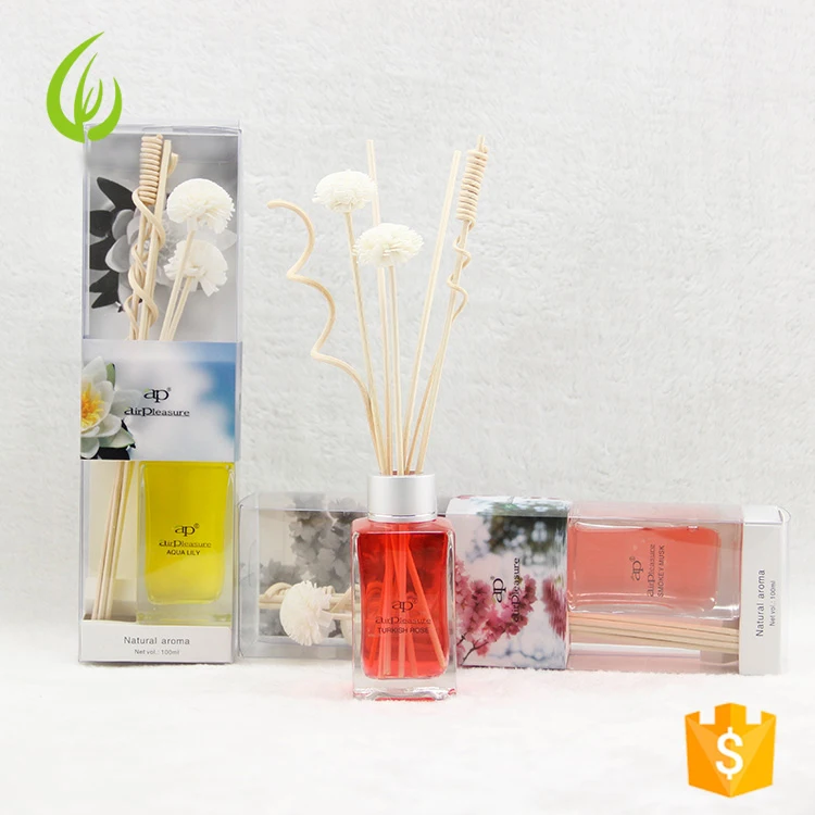 Custom logo Aroma Perfume Reed Diffuser with Sticks in Glass Gift Box Car air Freshener 100ml Malaysia Aroma Diffuser