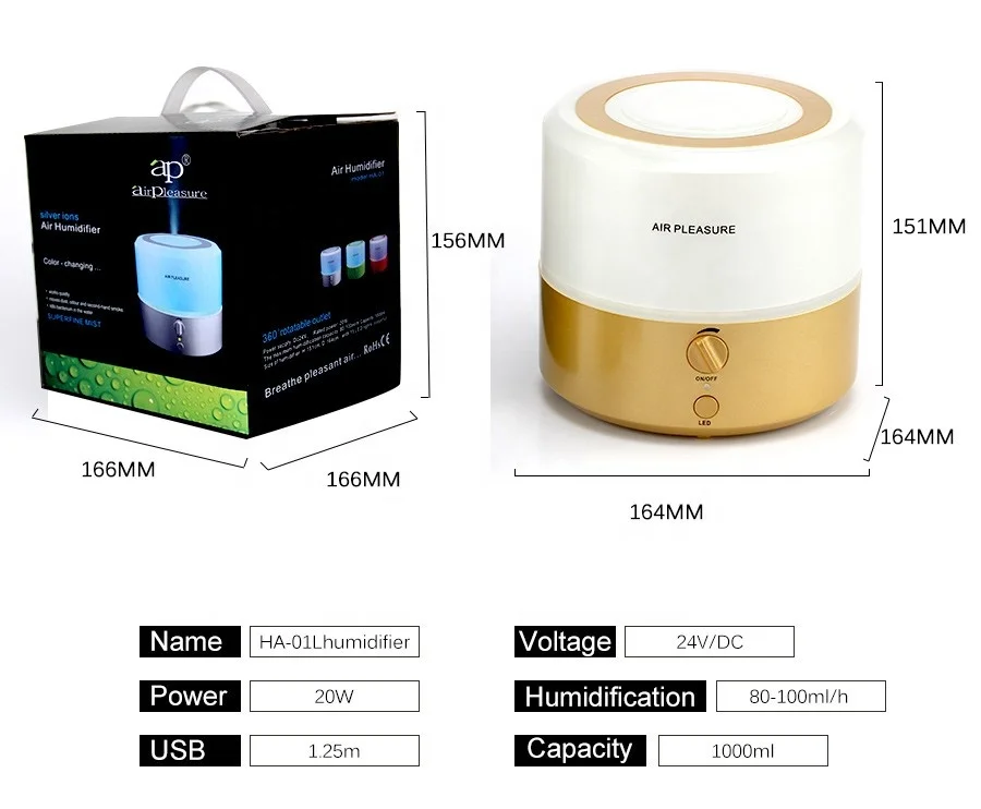2022 New Technology 1000ml Essential Oil Electric Ultrasonic Humidifier Aroma Diffuser