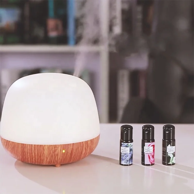 Wood Color Base Aroma Diffuser Air Humidifier, Electric Essential Oil Diffuser for Home Decoration and Air Purification