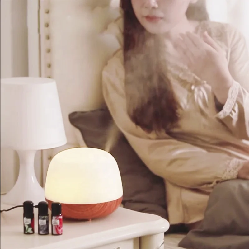 Wood Color Base Aroma Diffuser Air Humidifier, Electric Essential Oil Diffuser for Home Decoration and Air Purification