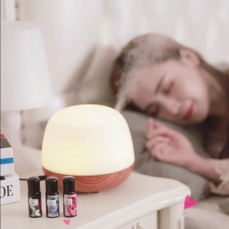 Wood Color Base Aroma Diffuser Air Humidifier, Electric Essential Oil Diffuser for Home Decoration and Air Purification