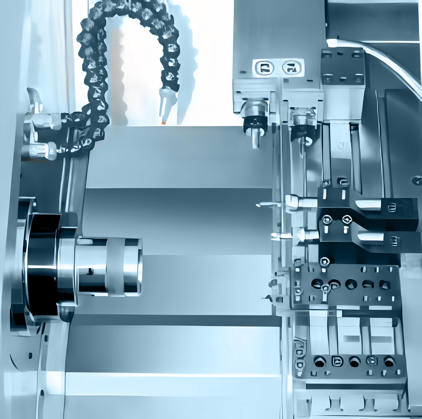 Gang Tool CNC Lathe with Automatic Solution