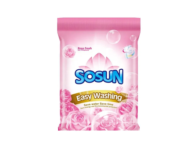 Small sachets package detergent powder with Lemon essence