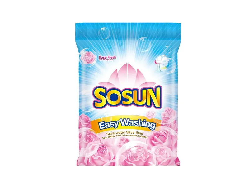 Small sachets package detergent powder with Lemon essence