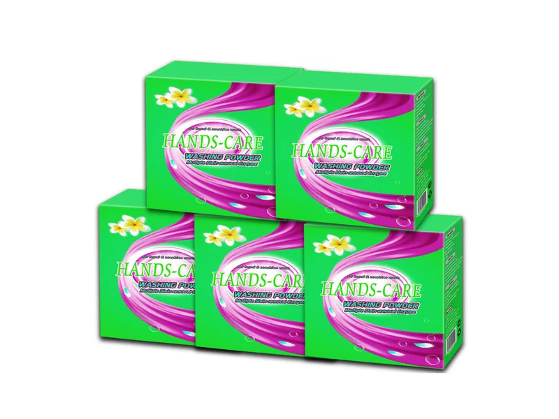 Paper box package detergent powder with fragrant flowers
