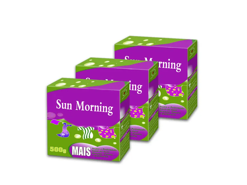 Paper box package detergent powder with aromas of violets