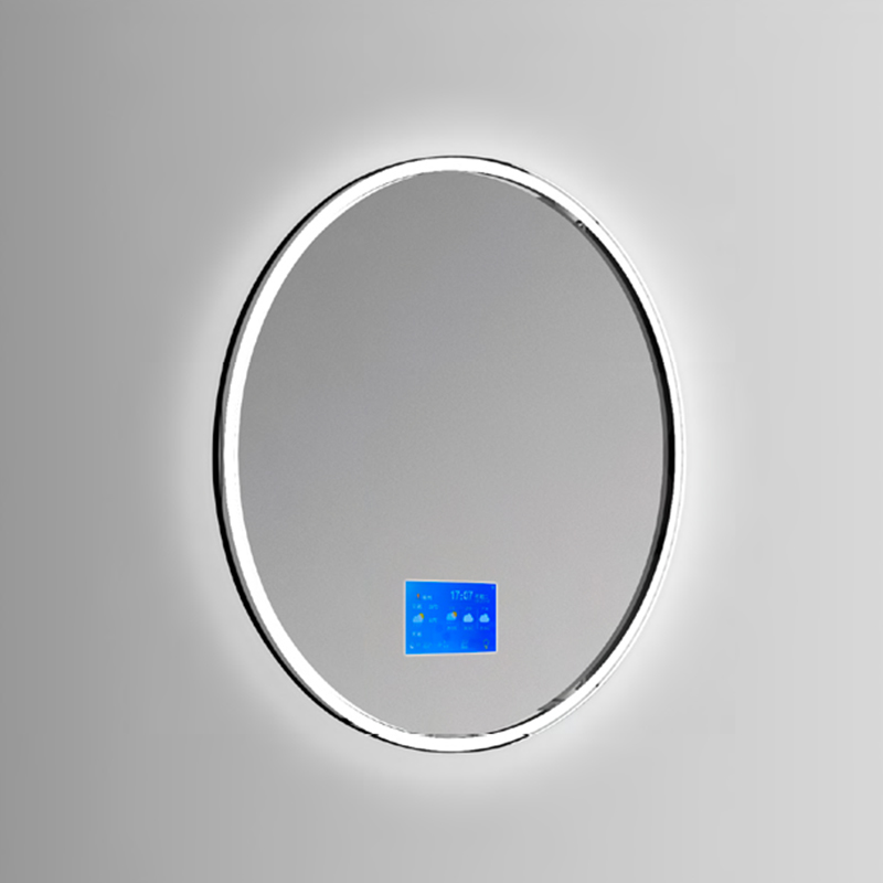 smart led round framed bathroom wall mirror