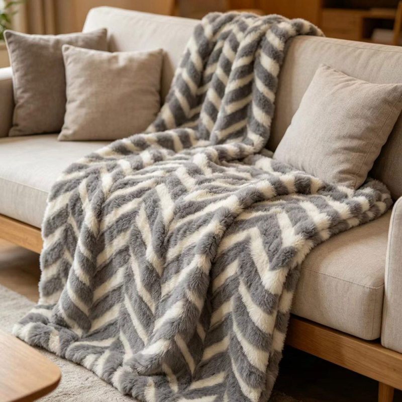 Coperta in pile jacquard cationico a doppio strato