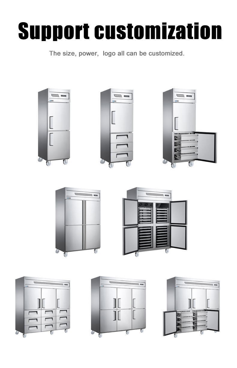 High capacity 6 doors upright refrigerator for kitchen