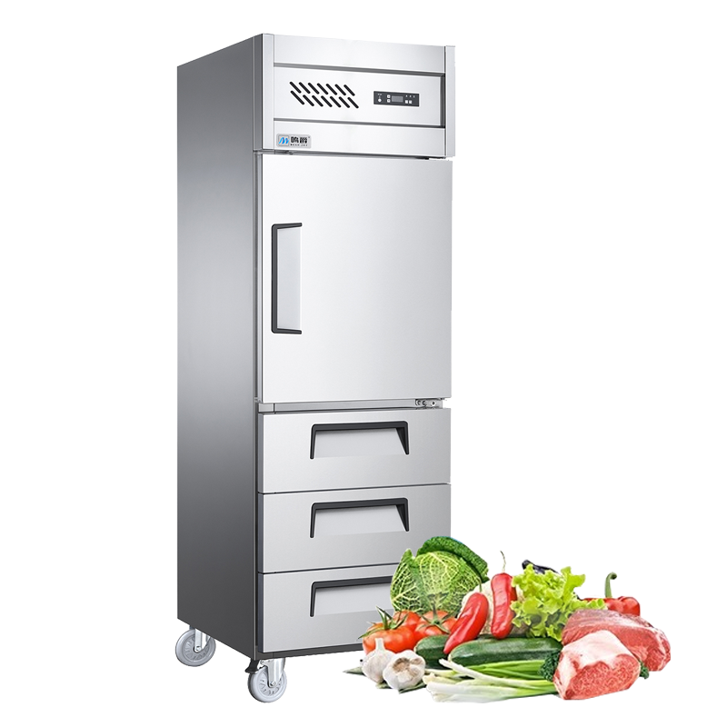 commercial one door vertical refrigerator with drawers