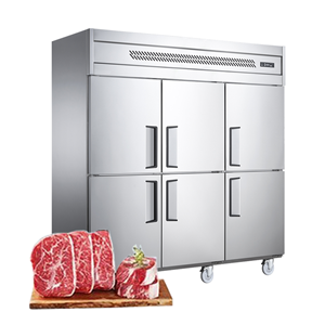 High capacity 6 doors upright refrigerator for kitchen