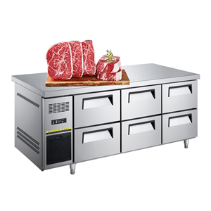 stainless steel reach in 6 doors chest freezer with drawers