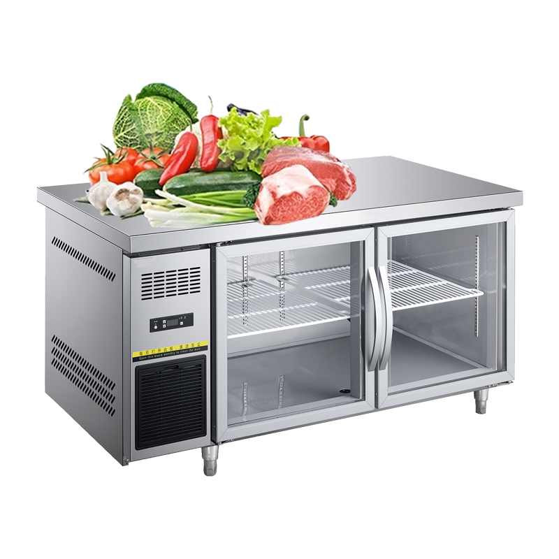 stainless steel multiple glass doors horizental freezer