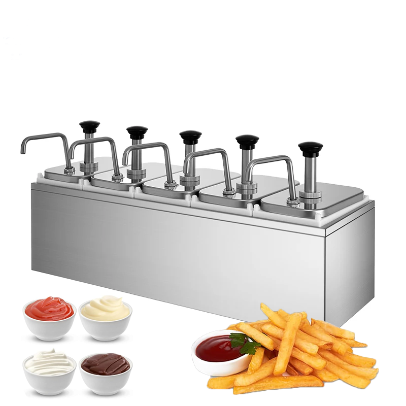 multiple flavor 5 head stainless stee condiment dispenser