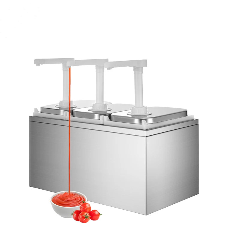 hand press 3 head plastic burger sauce dispenser