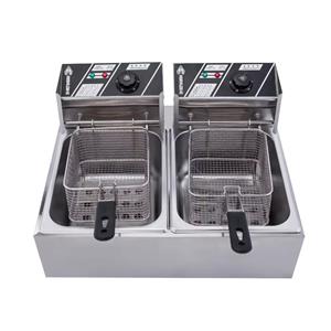 electric stainless steel commercial double tank fryer