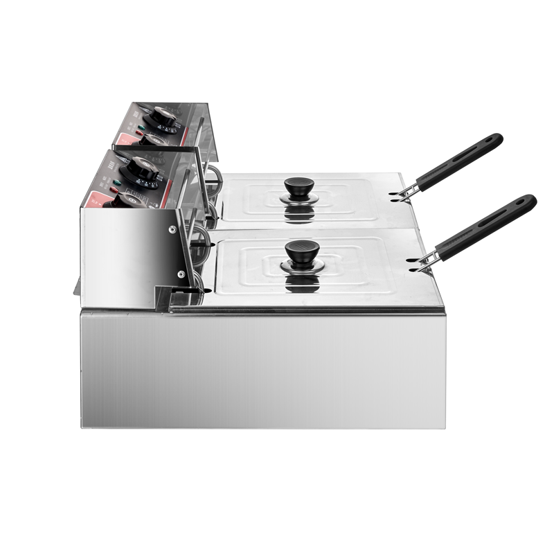electric stainless steel commercial double tank fryer