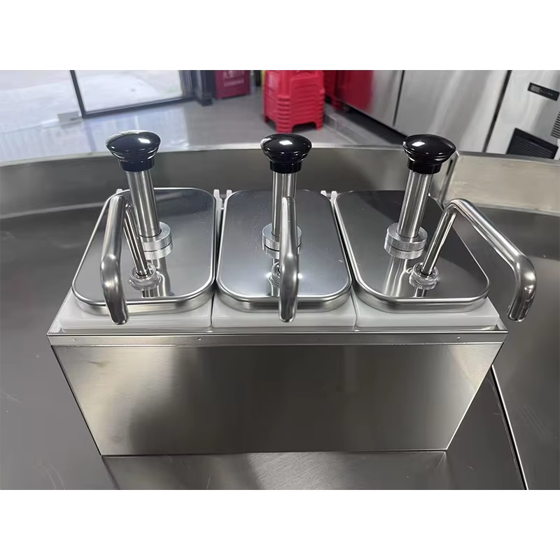 commercial 3 head stainless steel condiment pump station