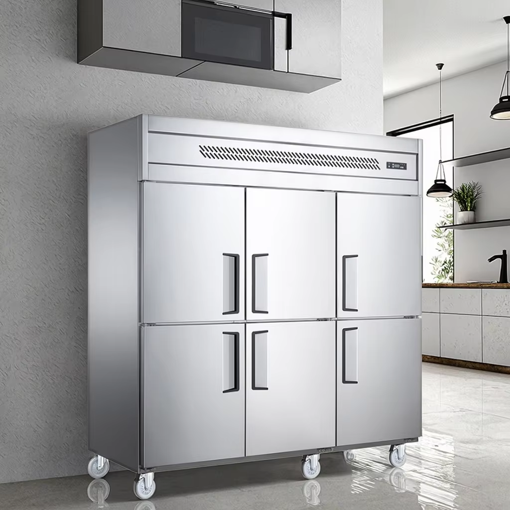 High capacity 6 doors upright refrigerator for kitchen