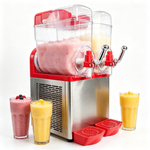 Commercial Dual Tanks Slush Machine | Built-in Blender for Smooth Slushies, Frozen Beverages & Smoothie Making