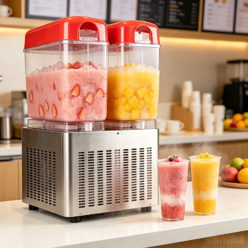 Commercial Dual Tanks Slush Machine | Built-in Blender for Smooth Slushies, Frozen Beverages & Smoothie Making