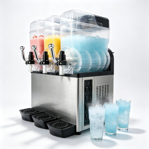 3 Flavor Commercial Triple Tank Slush Machine | Imported Food Safe Slushy Maker with Blending System