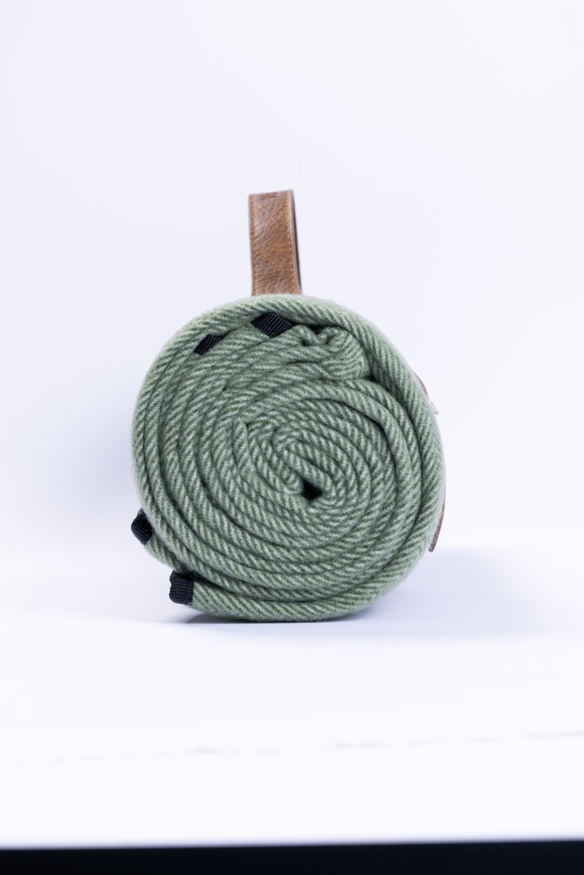 Leather handle Picnic Fleece Blanket with PEVA waterproof backing