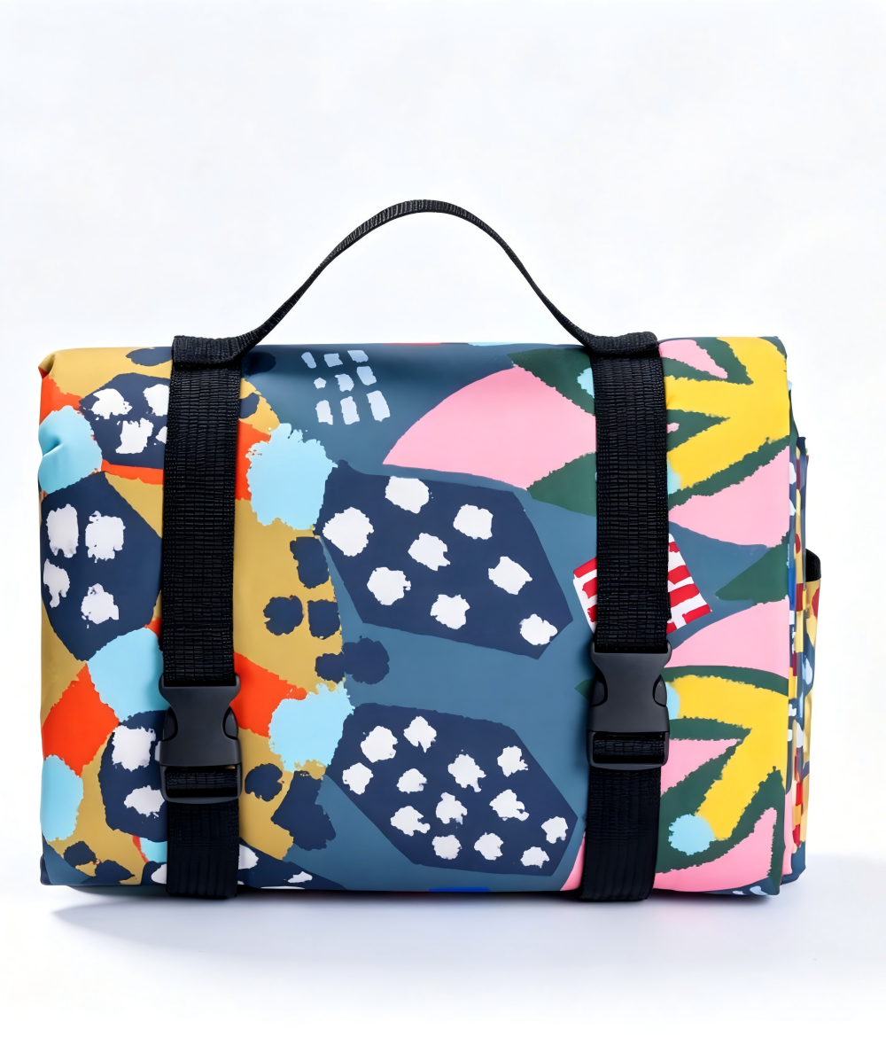 Picnic Fleece Rugs with PEVA waterproof backing and Webbing Carrying Handle