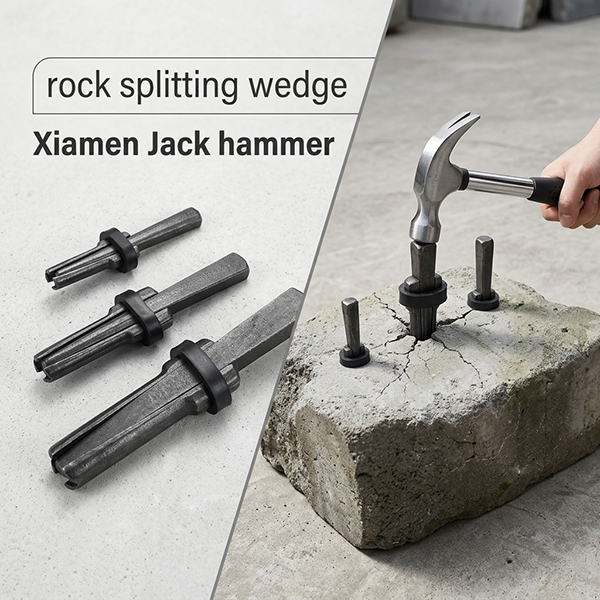 Rock Splitting Wedge and Shims for Jack Hammer Drilling
