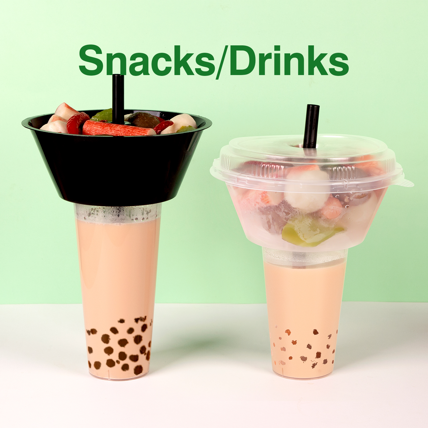 Custom Disposable Plastic Cups With 2 in 1 Snack Tray