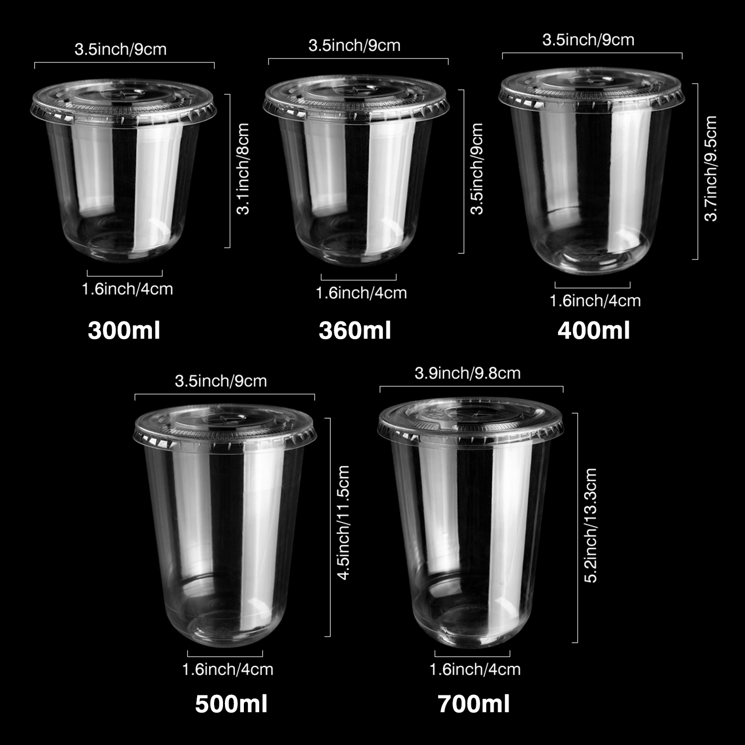 Custom Disposable U-shaped cup PET Plastic Cups