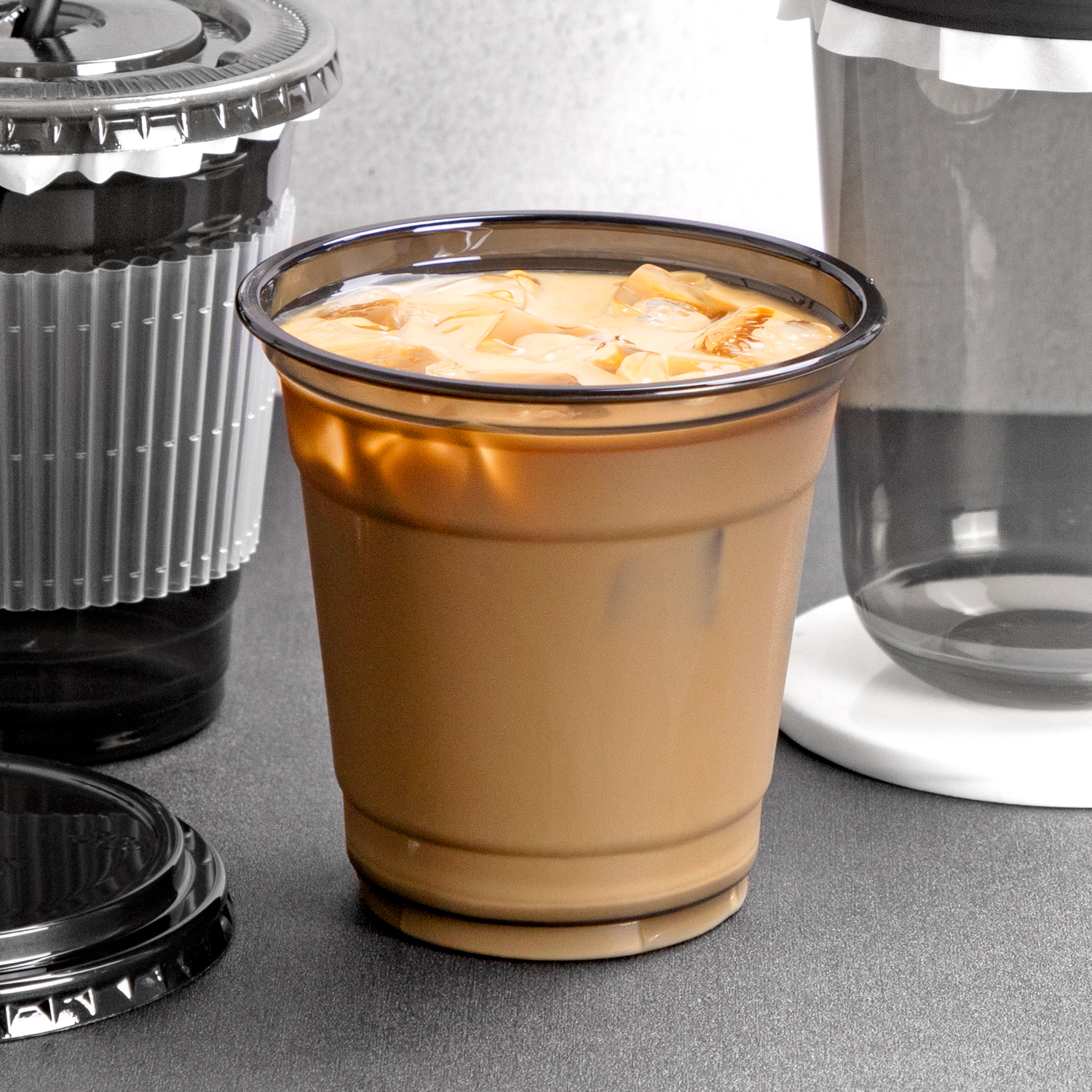Custom Disposable PET Black pet cup and lid