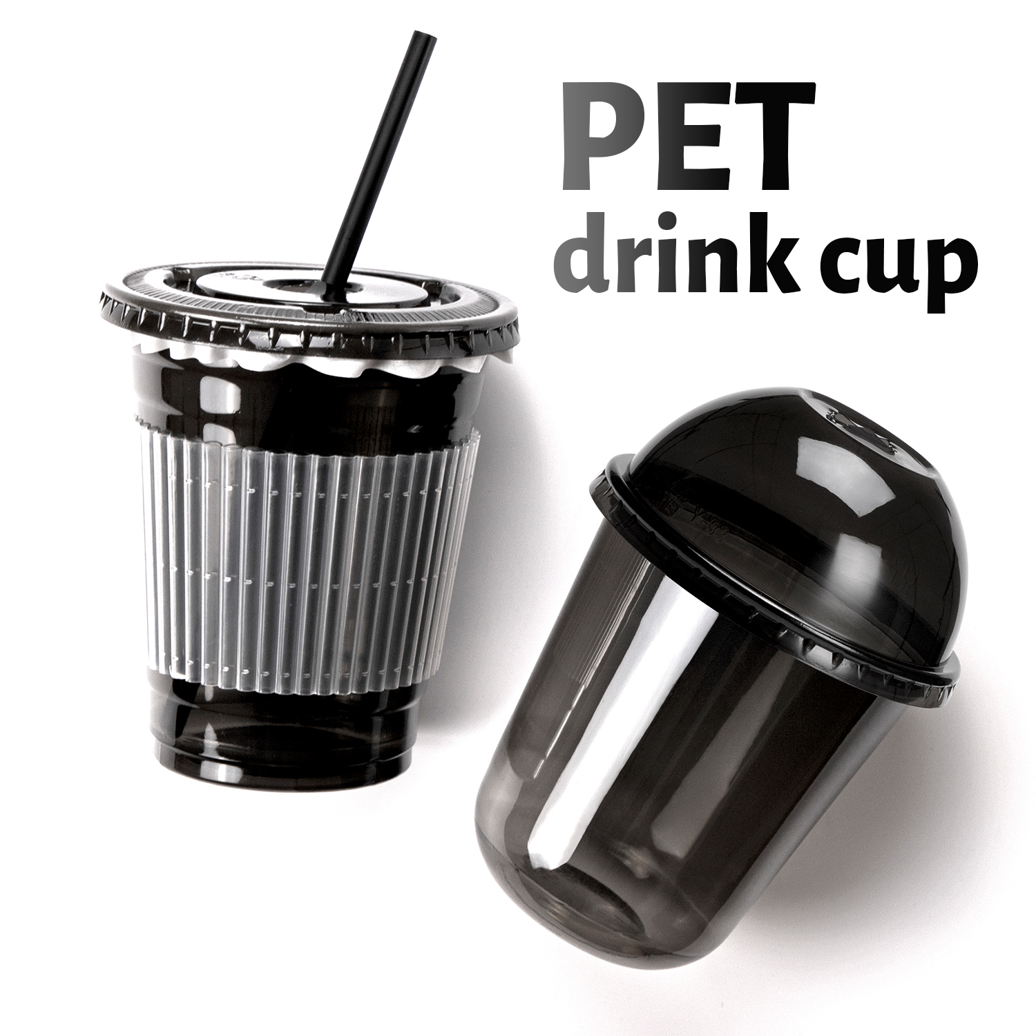 Custom Disposable PET Black pet cup and lid