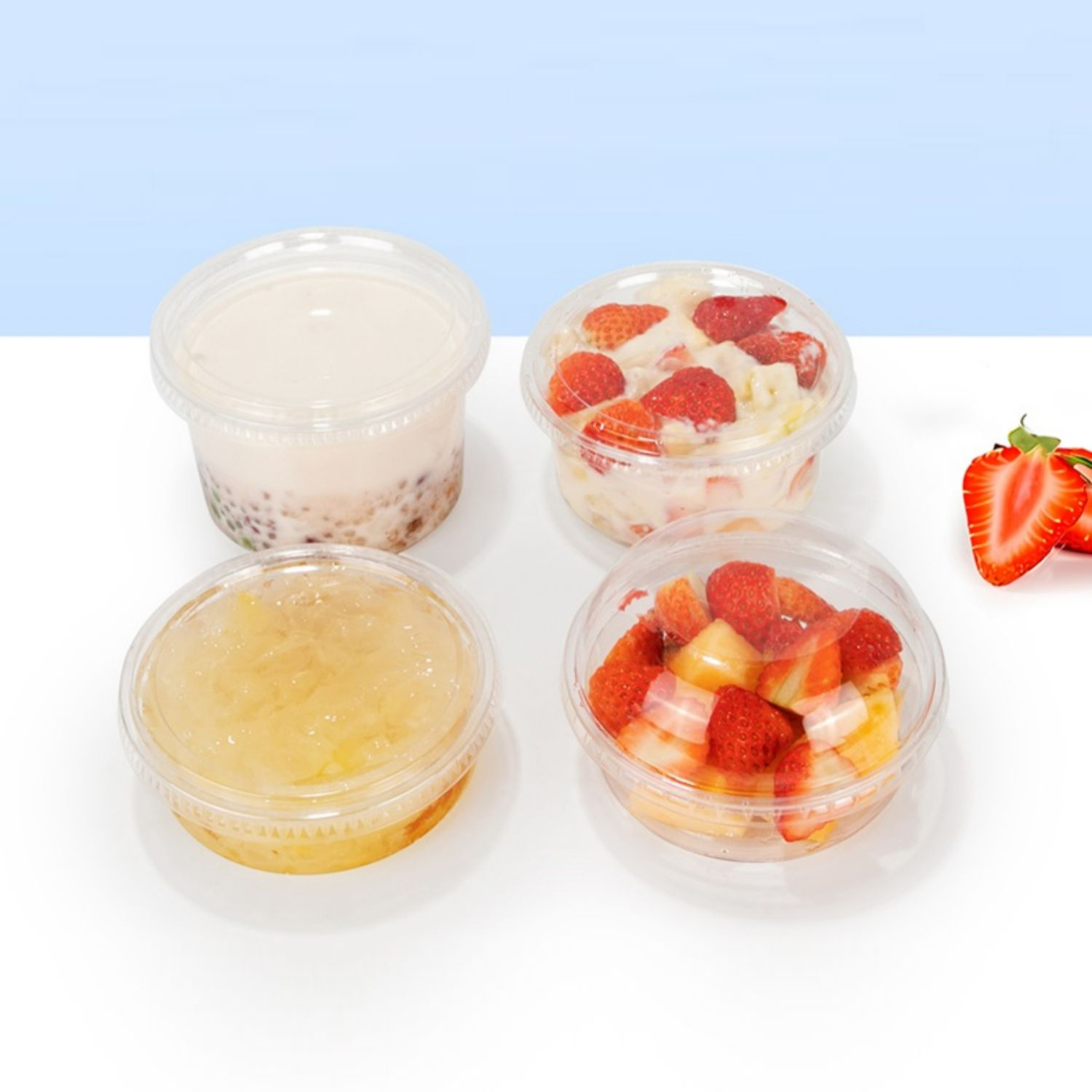 Disposable PET plastic salad bowls With Lids