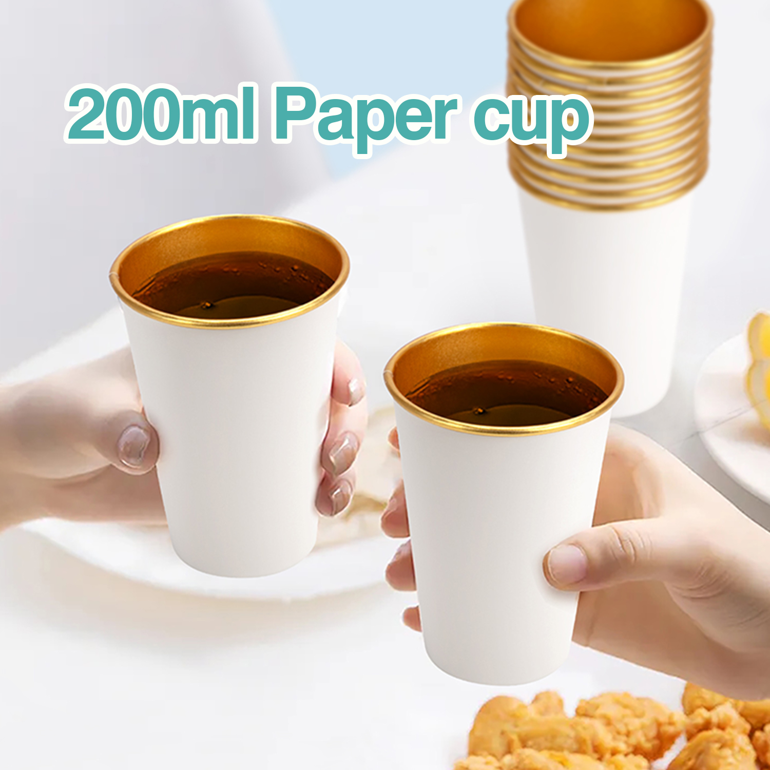 7oz Custom disposable Golden film paper cup