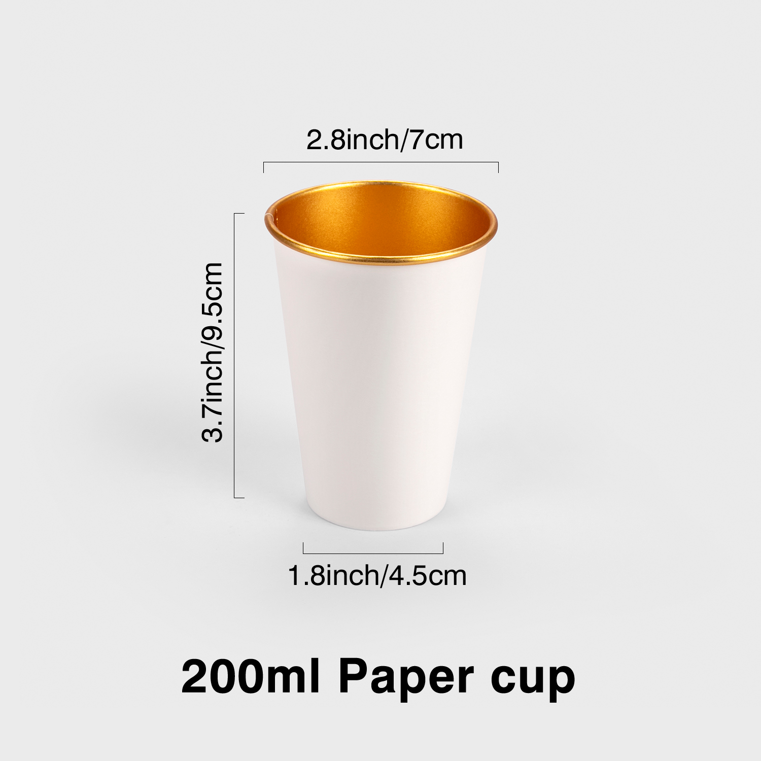7oz Custom disposable Golden film paper cup