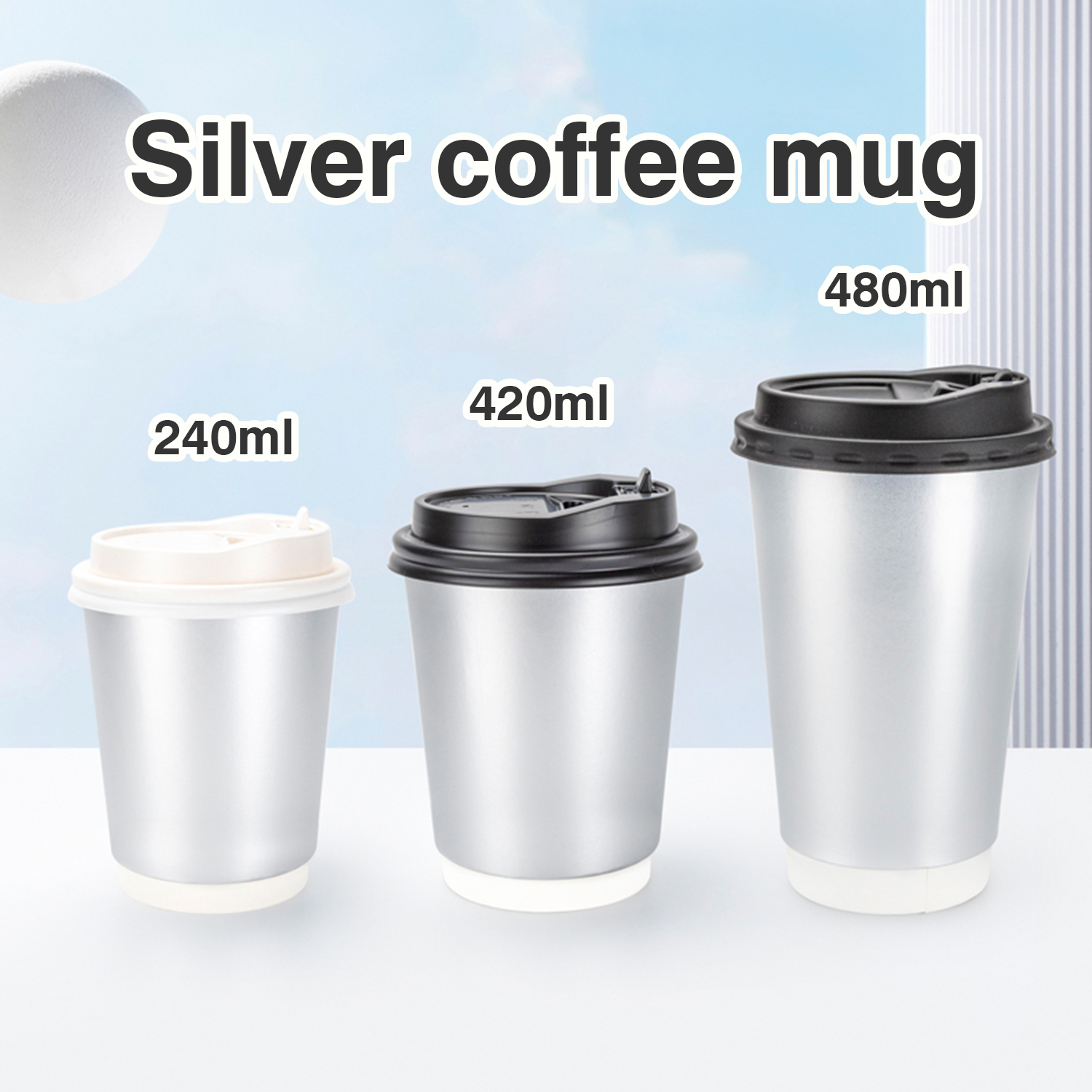 Custom disposable Silver coffee paper cup