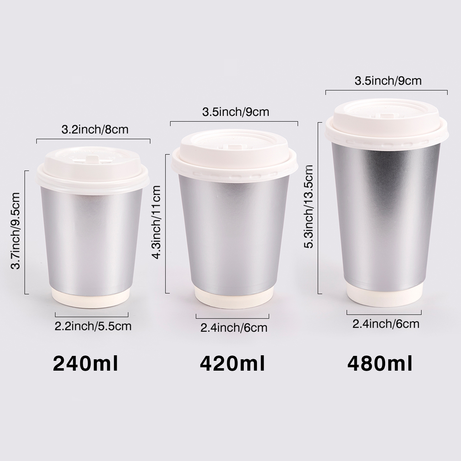 Custom disposable Silver coffee paper cup
