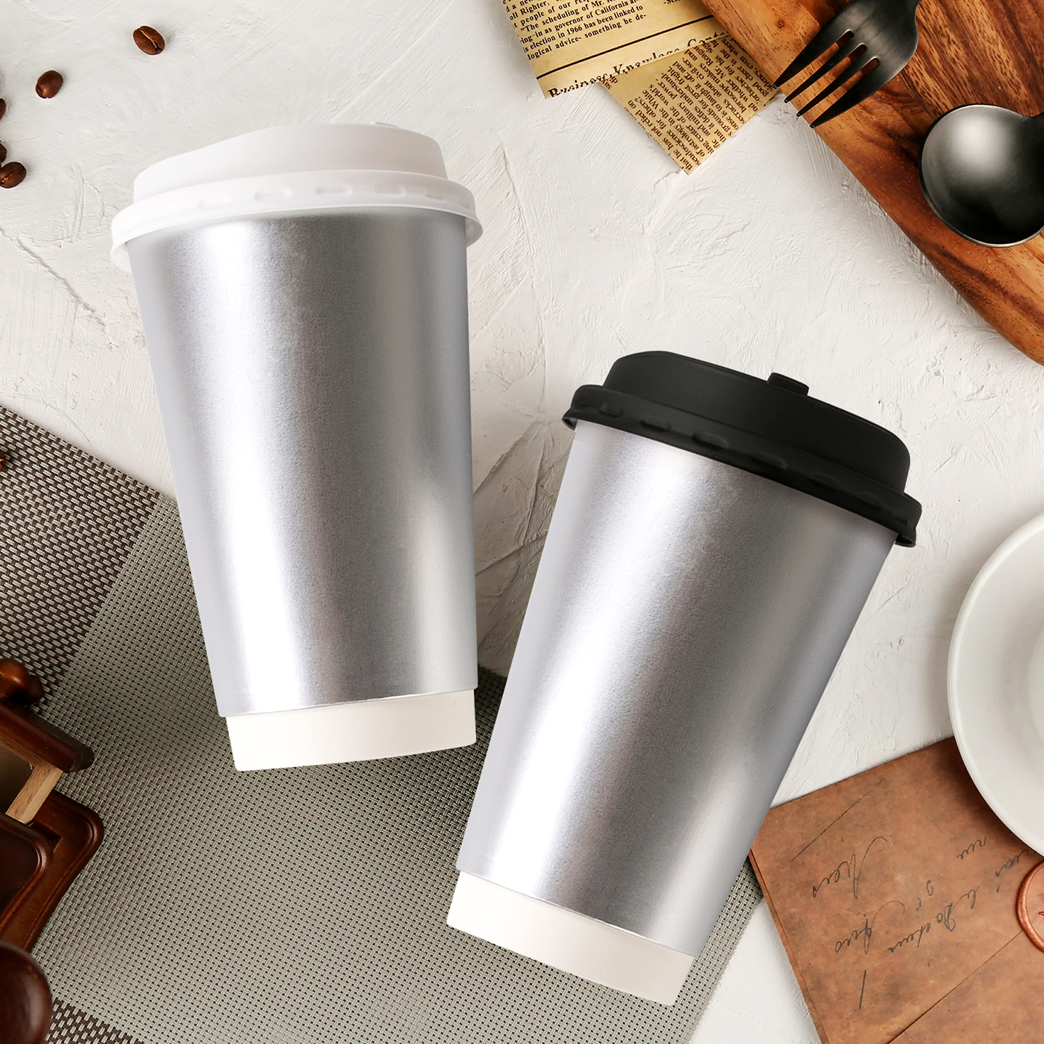 Custom disposable Silver coffee paper cup