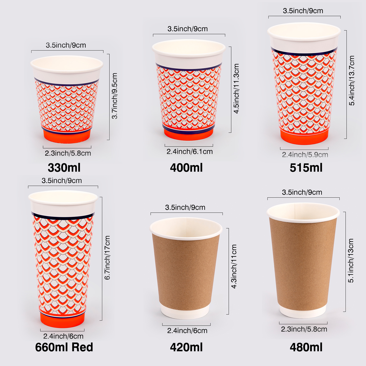 Custom disposable coffee cups double-layer paper cup