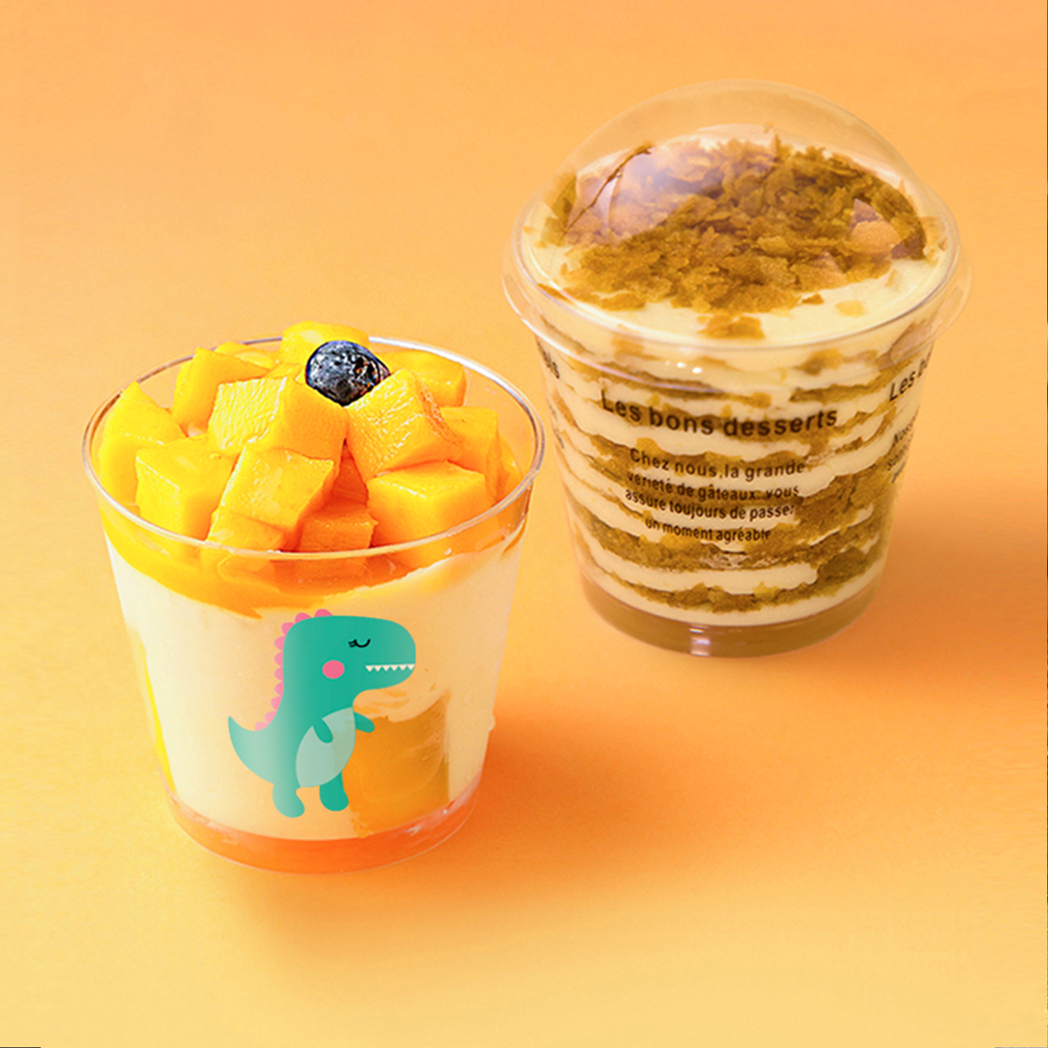 Custom Disposable clear PS plastic cups and lids