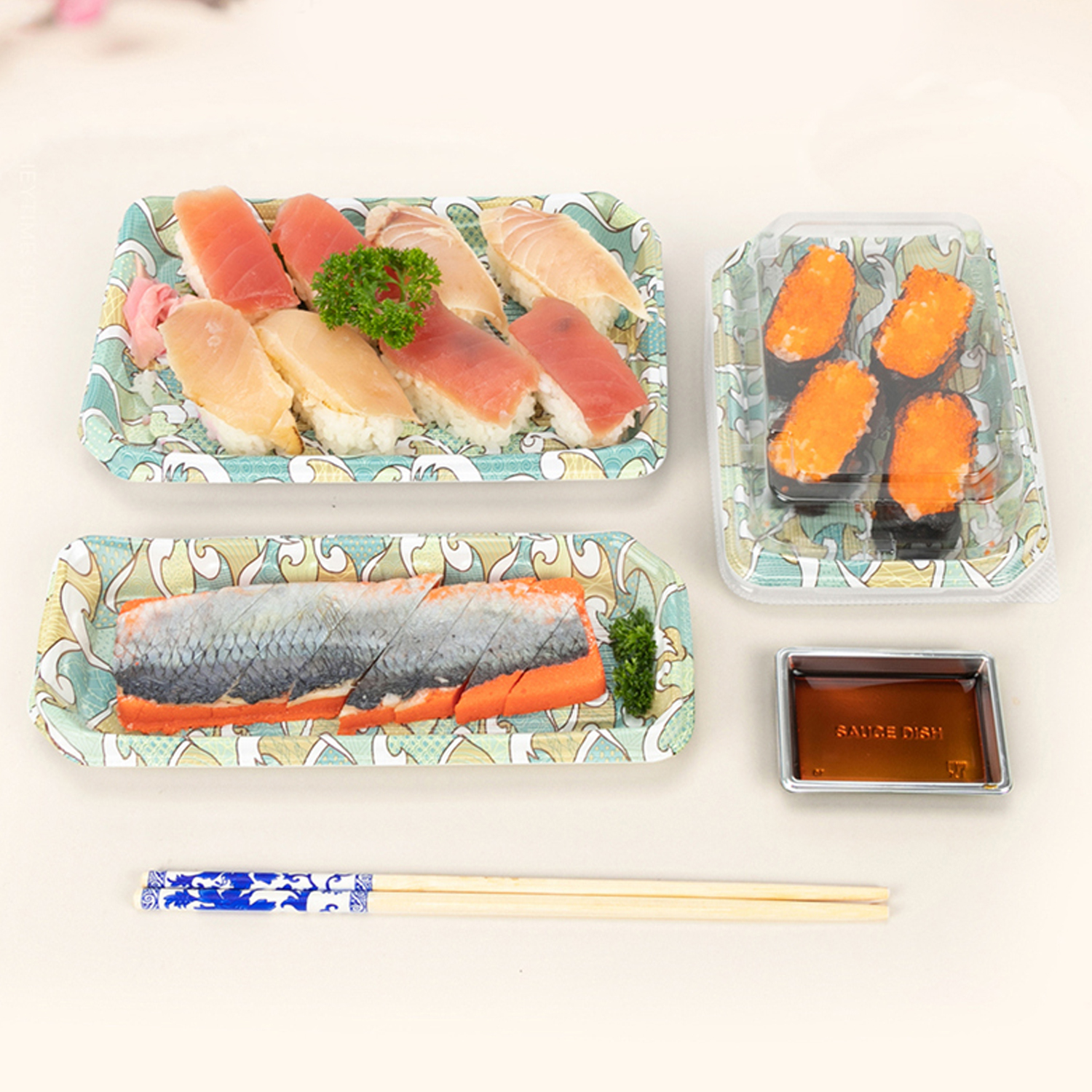 Disposable waves sushi bento box